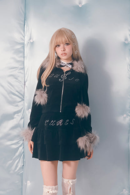 ♫⋆｡♪ rockstar velour skirt ₊˚♬ ﾟ. available from February 3rd!